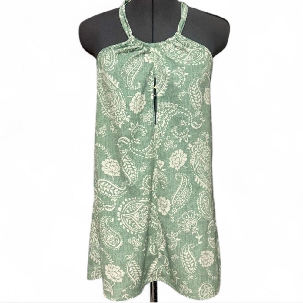 BiBi Green Paisley Keyhole Halter Top